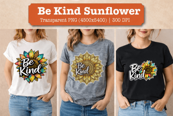 Be Kind Sunflower Sublimation PNG Bundle