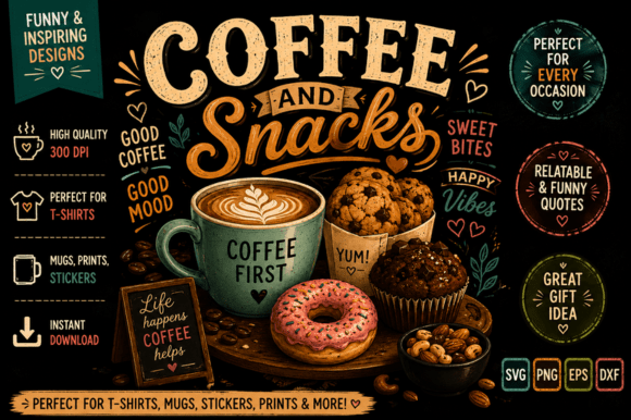 Coffee And Snacks Graphics for T-Shirt Designs