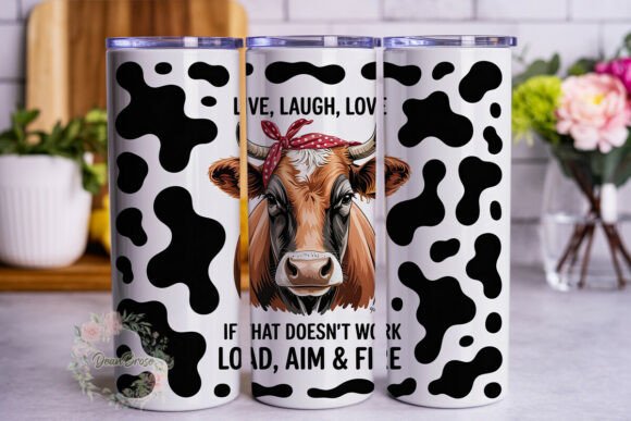 Cow Bandana Quote Tumbler Wrap Graphics