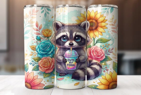 Cute Raccoon Floral Garden Quote Tumbler Graphics