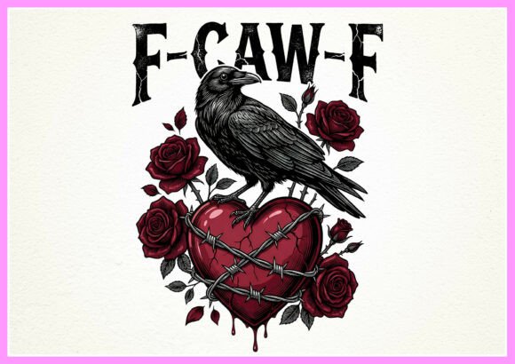 F-CAW-F Viral Meme Raven Gothic Heart Ro