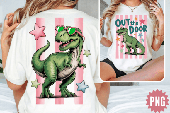 Out the Door Dinosaur PNG Sublimation De