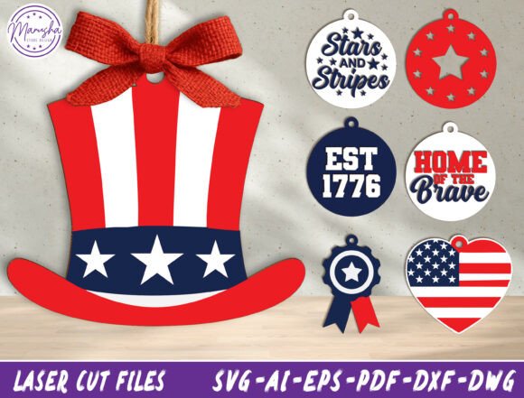 Patriotic Ornament Laser Cut SVG Bundle