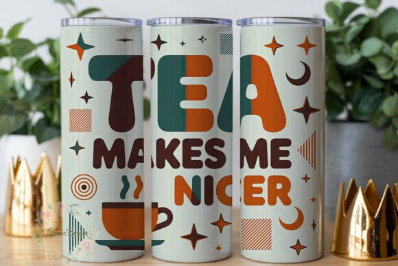Retro Tea Quote Tumbler Wrap Graphics