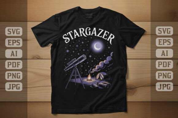 Stargazer Midnight Astronomy Graphics for T-Shirt Designs