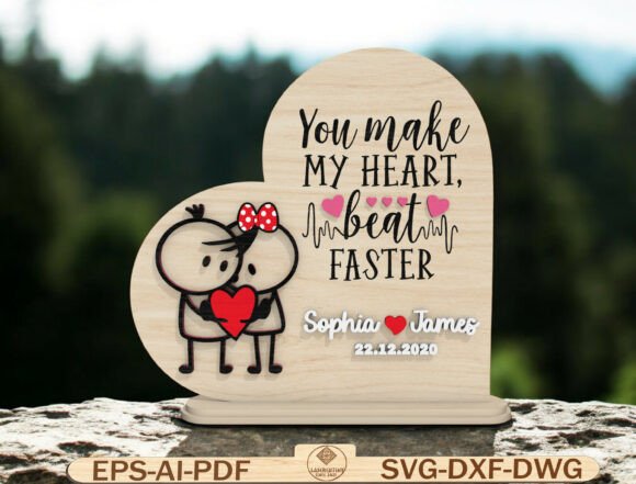 Valentine Heart Couple Sign Laser Cut