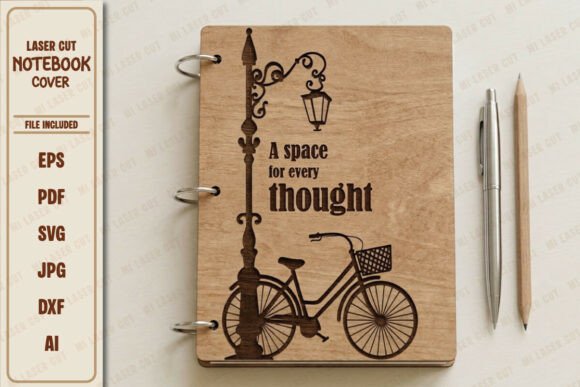 Wood Notebook Cover with Laser Cutting