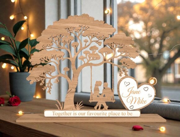 Wooden Love Tree Sign Svg for Laser Cutting & Valentine’s Day